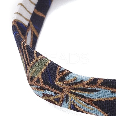 Ethnic Style Polyester Leaf Printed Ribbon Bracelets BJEW-JB10495-02-1