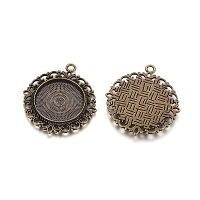 Tibetan Style Pendant Cabochon Settings LS-TIBEP-R129-AB-FF-1