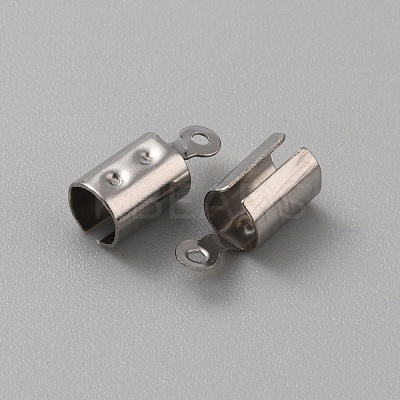50Pcs 304 Stainless Steel  Folding Crimp Ends FIND-WH0427-66C-P-1