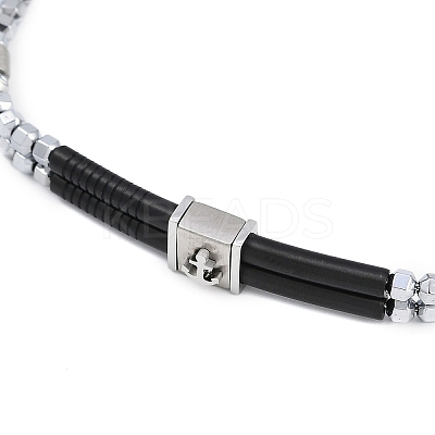Synthetic Non-magnetic Hematite Beaded Bracelets BJEW-S156-03P-A-1