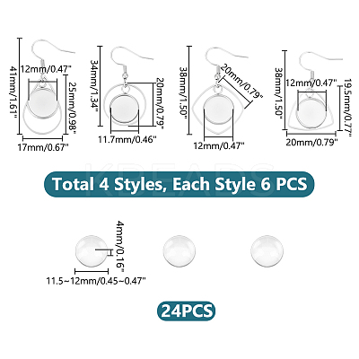 DIY Blank Dome 201 Stainless Steel Dangle Earrings Making Kit STAS-UN0057-23-1