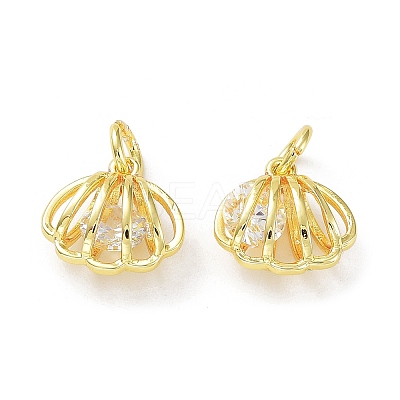 Rack Plating Brass Clear Cubic Zirconia Pendants KK-B078-06G18-1