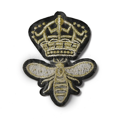 Crown & Bees Pattern Computerized Embroidery Cloth Iron On/Sew On Patches PATC-WH0010-11A-1