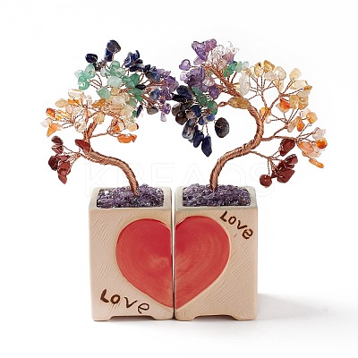 7 Chakra Natural Gemstone Chips and Ceram Pedestal Display Decorations DJEW-G027-16RG-1