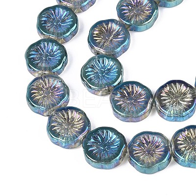 Half Electroplate Baking Paint Glass Beads Strands EGLA-K061-11A-AB09-1