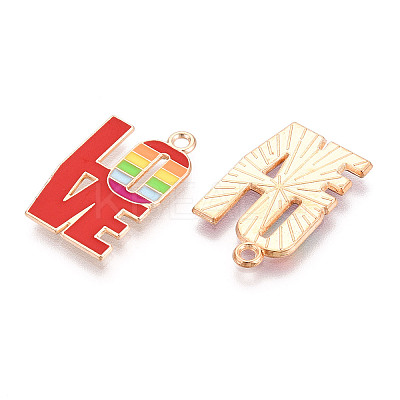 Rainbow Color Pride Alloy Enamel Pendants ENAM-K067-07-1
