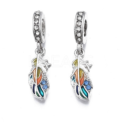 Rack Plating Alloy Enamel European Dangle Charms MPDL-N039-041-1