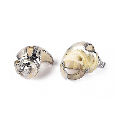 Electroplate Natural Sea Shell Pendants SSHEL-Q100-03P-1
