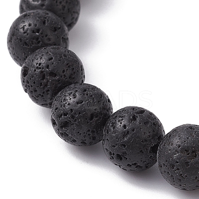 Colorful Dyed Natural Lava Rock Beaded Stretch Bracelets BJEW-JB09684-1