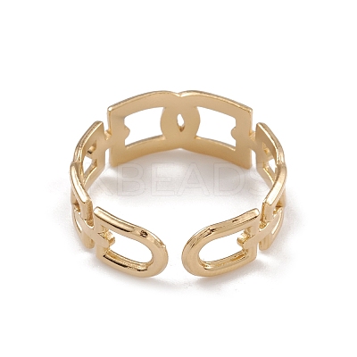 Ion Plating(IP) 304 Stainless Steel Hollow Arch Open Cuff Rings for Women RJEW-G285-57G-1