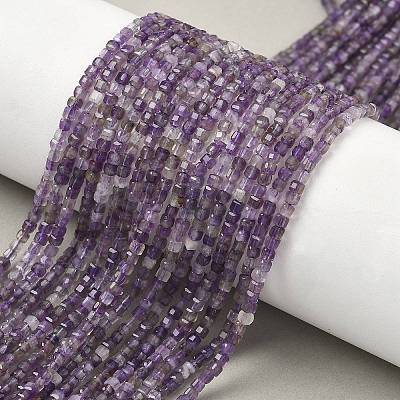 Faceted Natural Amethyst Beads Strands G-RM250101-E21-1