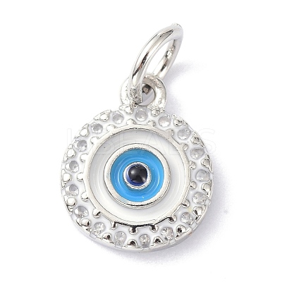 Brass Cubic Zirconia Enamel Charms ZIRC-C022-34P-1