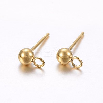 304 Stainless Steel Ball Stud Earring Findings X-STAS-E436-17B-G-1