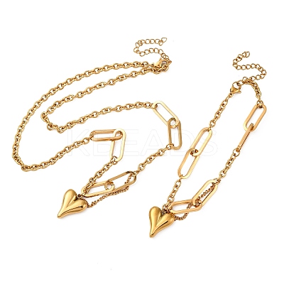 304 Stainless Steel Pendant Necklaces & Charms Bracelets Sets SJEW-Z003-04G-1
