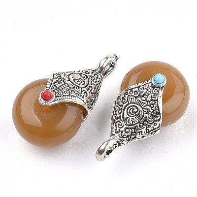Tibetan Style Resin Pendants X-RESI-T022-16-1