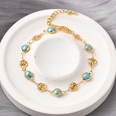 304 Stainless Steel Glass Link Bracelets for Women BJEW-V010-02G-1