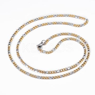 304 Stainless Steel Figaro Chain Necklaces NJEW-H445-01GP-1