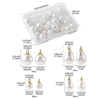 24Pcs 4 Styles ABS Plastic Imitation Pearl Charms KK-FS0001-79-1