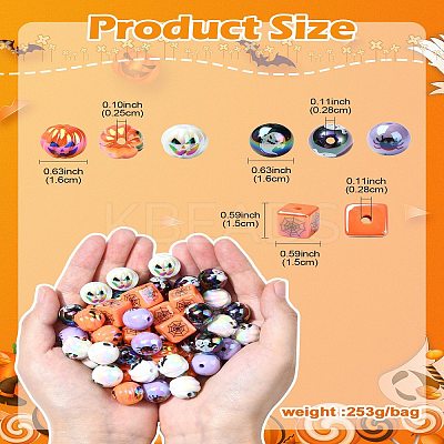 Halloween Theme Plating Acrylic Beads OACR-CJC0009-08-1