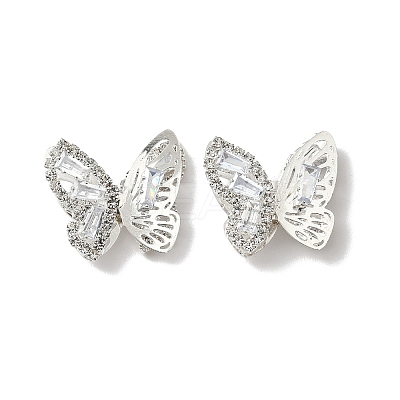Brass Micro Pave Cubic Zirconia Beads KK-S336-14S-C-1
