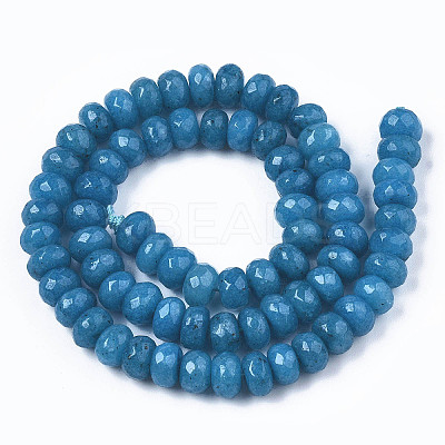 Faceted Rondelle Dyed Natural White Jade Bead Strands X-G-R343-6x8-02-1