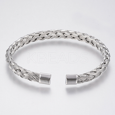 Tarnish Resistant 304 Stainless Steel Cuff Bangles Torque Bangles LS-BJEW-H570-27P-1