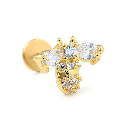 Stainless Steel Micro Pave Clear Cubic Zirconia Cartilage Earrings for Women Men WG39C06-07-1