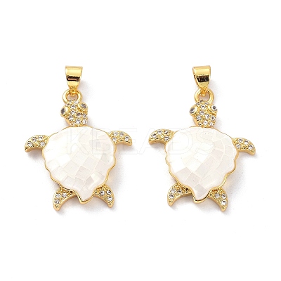Real 18K Gold Plated Brass Micro Pave Clear Cubic Zirconia Pendants KK-D004-05G-D-1
