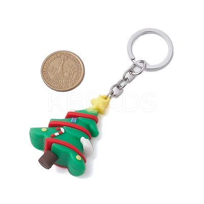 10Pcs 10 Styles Christmas Themed PVC Plastic Keychain KEYC-JKC00869-1