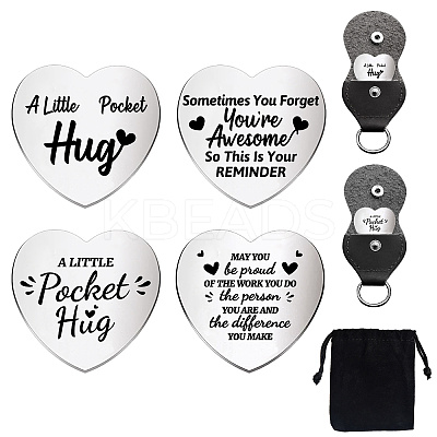 1 Set Friendship Theme Heart Double-Sided Engraved Stainless Steel Commemorative Decision Maker Coin AJEW-GL0001-60-006-1