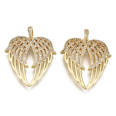 Brass Micro Pave Clear Cubic Zirconia Pendants ZIRC-S067-056-NF-1