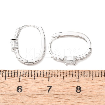 Oval 925 Sterling Silver Micro Pave Clear Cubic Zirconia Hoop Earrings EJEW-K317-09P-1