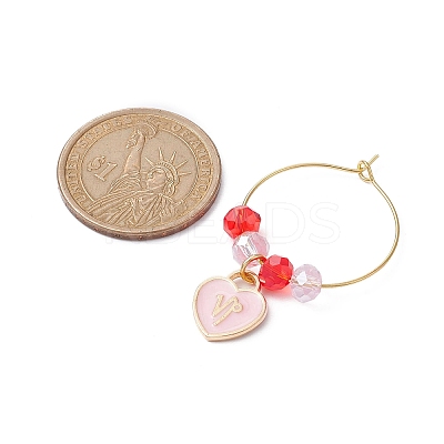 Heart with Twelve Constellations Alloy Enamel Wine Glass Charms AJEW-JO00227-1