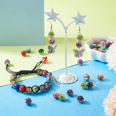 40Pcs 10 Colors Round Handmade Pave Disco Ball Beads RB-TA0001-13-1