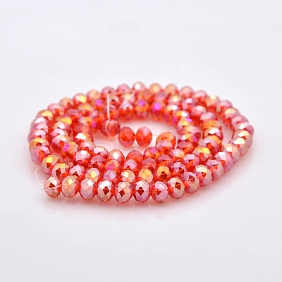 AB Color Plated Faceted Rondelle Electroplate Glass Beads Strands GLAA-A024D-AB04-1