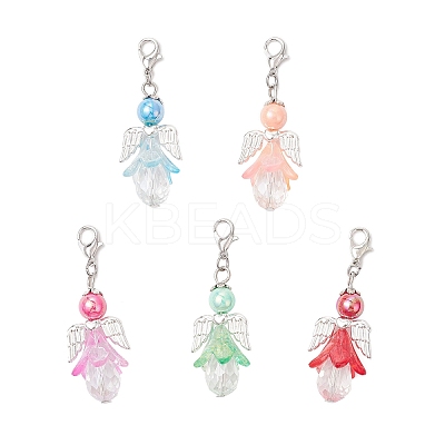 Flower Angel Acrylic & Glass Pendants Decorations HJEW-JM03604-1