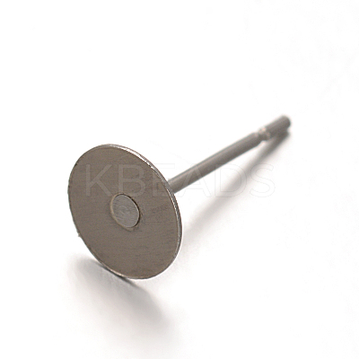Tarnish Resistant 304 Stainless Steel Flat Round Blank Peg Stud Earrings Findings STAS-F075-39B-1