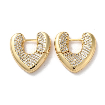 Brass Pave Cubic Zirconia Hoop Earrings for Women EJEW-M258-06G-B-1