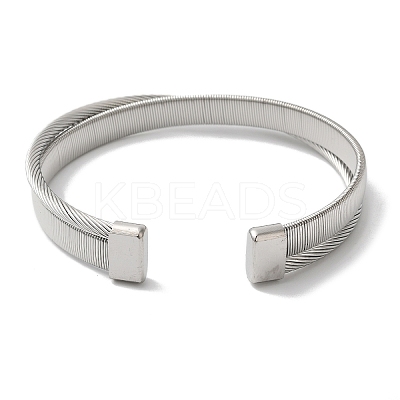 Stainless Steel Cross Open Cuff Bangles for Women BJEW-G719-10P-1