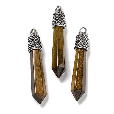 Natural Tiger Eye Pointed Big Pendants G-F766-02AS-01-1