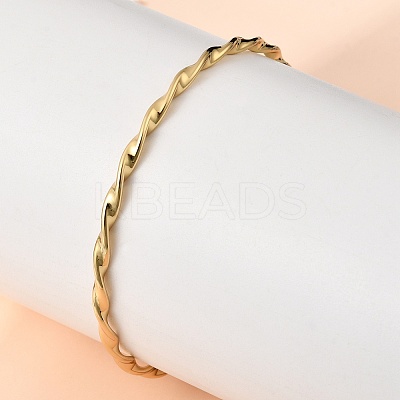 Twisted Rope 304 Stainless Steel Bangles for Women BJEW-D408-07G-1