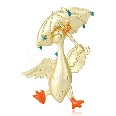Duck Holding Umbrella Enamel Pins JEWB-B035-02MG-1