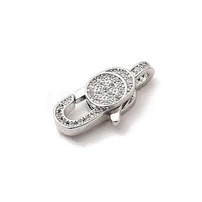 Brass Micro Pave Clear Cubic Zirconia Lobster Claw Clasps KK-A266-24D-P-1