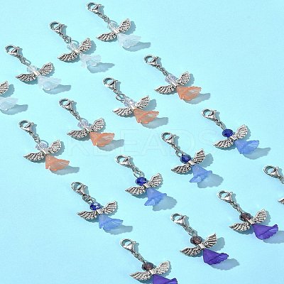 16Pcs 4 Colors Angel Glass Acrylic Pendants HJEW-FS00015-1