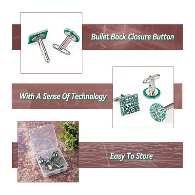 4 Pairs 2 Style Brass Cufflinks AJEW-CF0001-22-1