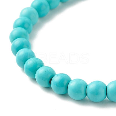 Synthetic Turquoise(Dyed) Starfish & Turtle Stretch Bracelet BJEW-JB07702-02-1