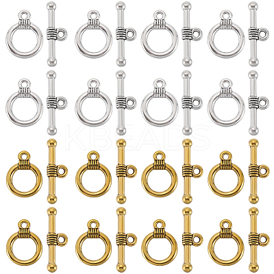 140Pcs 2 Colors Tibetan Style Alloy Toggle Clasps FIND-SP0001-22-1