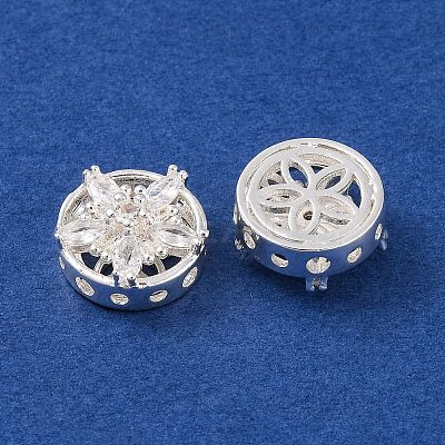 Brass Micro Pave Clear Cubic Zirconia Beads KK-S389-27S-1