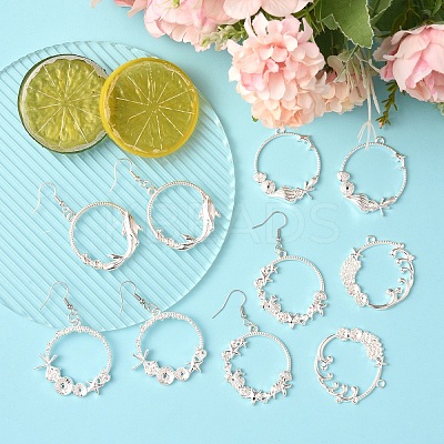 12Pcs 6 Style Alloy Open Back Bezel Pendants FIND-YW0007-36-1