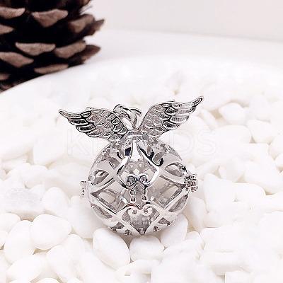 Brass Bead Cage Pendants BECA-PW0001-10B-1